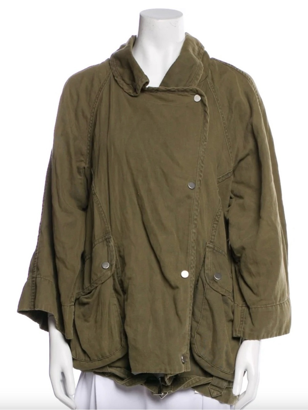 Current/Elliott Olive Utility Jacket with Snap Front